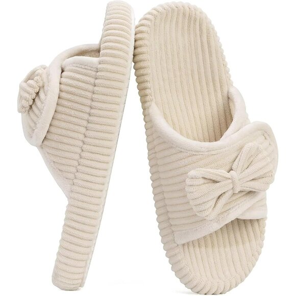 🆕Woman Beige Arch Support Open Toe Orthopedic Adjustable Home Indoor Slippers - Picture 3 of 10